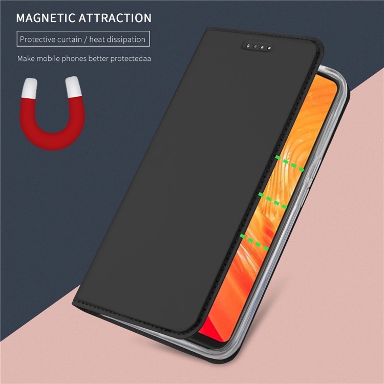 - Karte-Halter Auto-absorbiert-Leder-Handy-Fall Mit Ständer Für Oneplus 6 - Schwarz-3