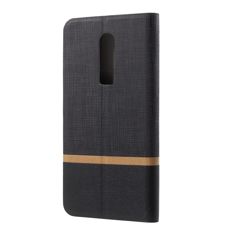 Cross Texture Card Holder Stand Leather Cell Phone Case for OnePlus 6 - Black-3