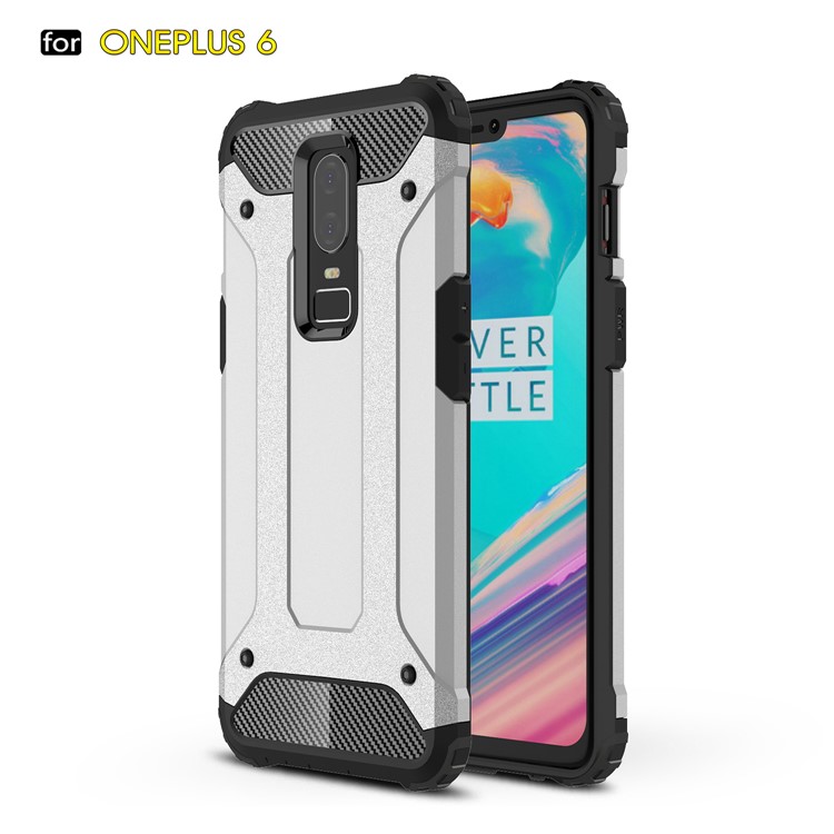 Armadura De Plástico Protector + TPU Caja Del Teléfono Híbrido Para Oneplus 6 - Plata-1