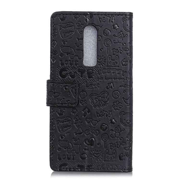 Cartoon Graffiti Wallet Leather Case for OnePlus 6 - Black-2