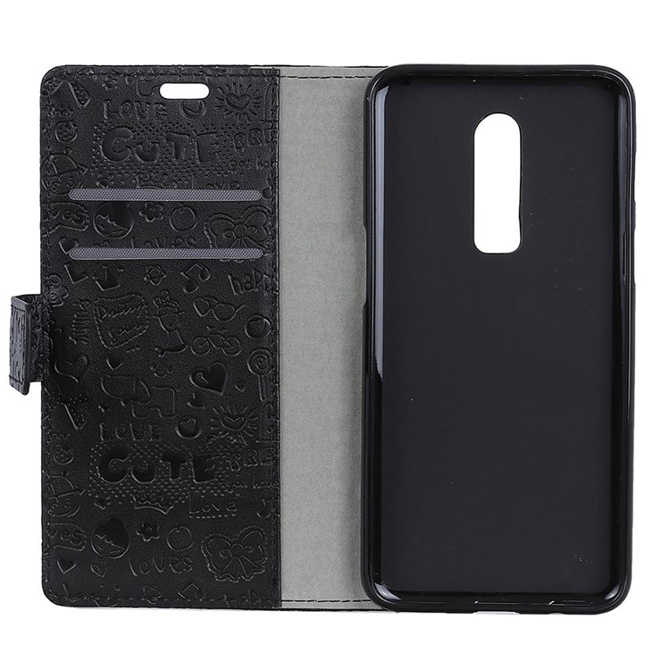Cartoon Graffiti Wallet Leather Case for OnePlus 6 - Black-3