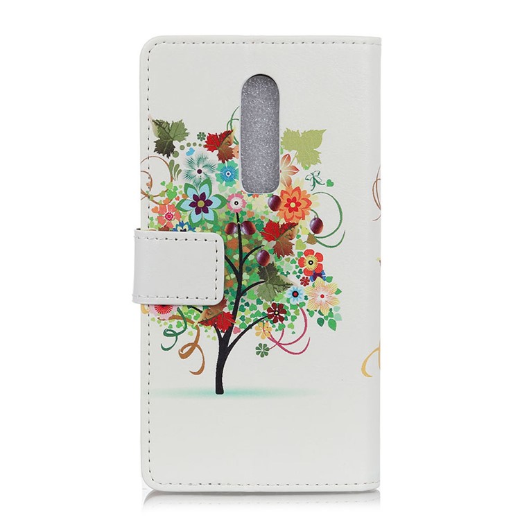 Pattern Printing PU Leather Protection Cell Phone Case for OnePlus 6 - Flower Tree-3