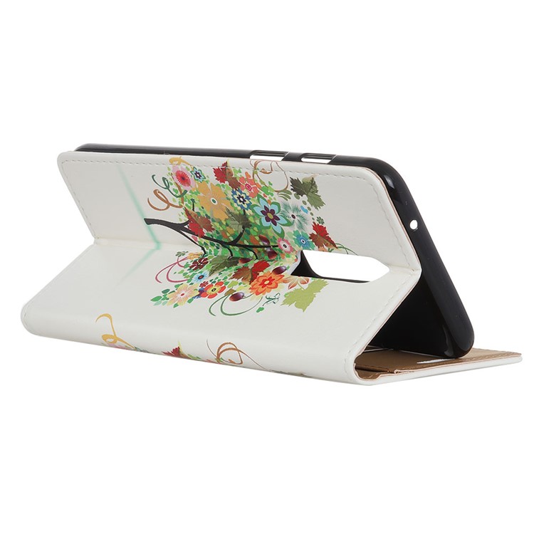 Pattern Printing PU Leather Protection Cell Phone Case for OnePlus 6 - Flower Tree-4