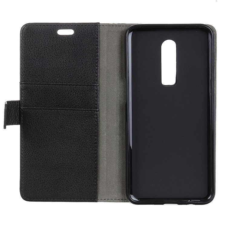 Litchi Texture Wallet Stand PU Leather Case for OnePlus 6 - Black-5