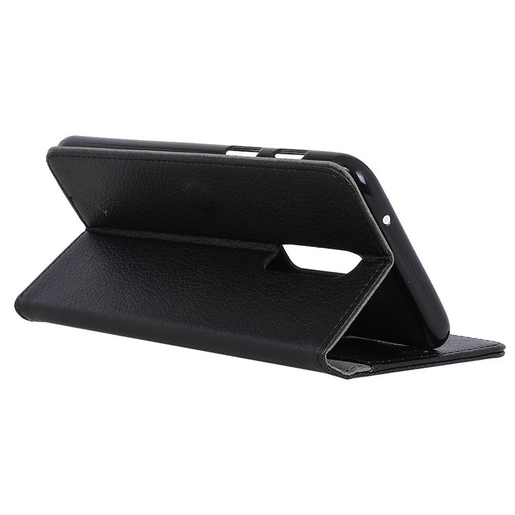 Litchi Texture Wallet Stand PU Leather Case for OnePlus 6 - Black-6