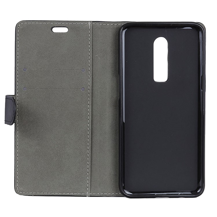 PU Leather Wallet Mobile Phone Case with Stand for OnePlus 6 - Black-4