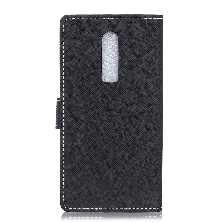 For OnePlus 6 Cross Texture Wallet Leather Stand Cover - Black-5