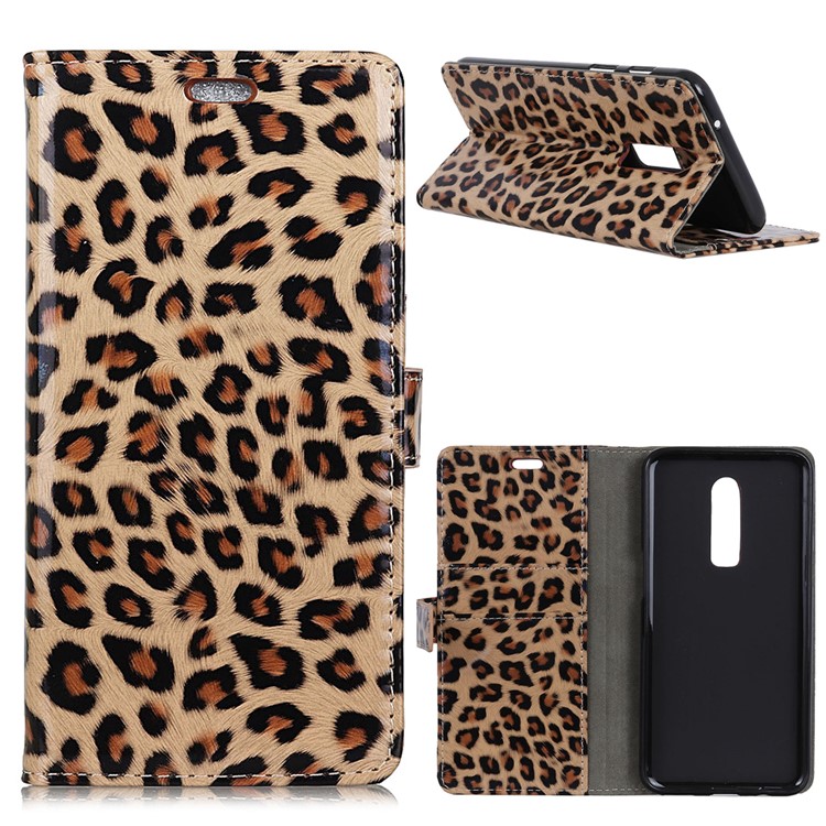 Leopard Pattern Wallet Stand Leather Phone Case for OnePlus 6-1