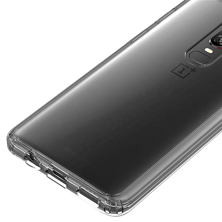 100PCS/Lot Drop-resistant Clear Acrylic + TPU Hybrid Case for OnePlus 6 - Transparent-10