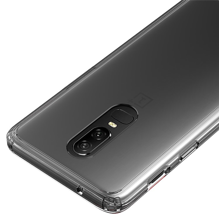 100PCS/Lot Drop-resistant Clear Acrylic + TPU Hybrid Case for OnePlus 6 - Transparent-11