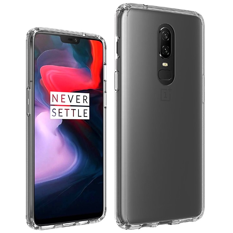 100PCS/Lot Drop-resistant Clear Acrylic + TPU Hybrid Case for OnePlus 6 - Transparent-2