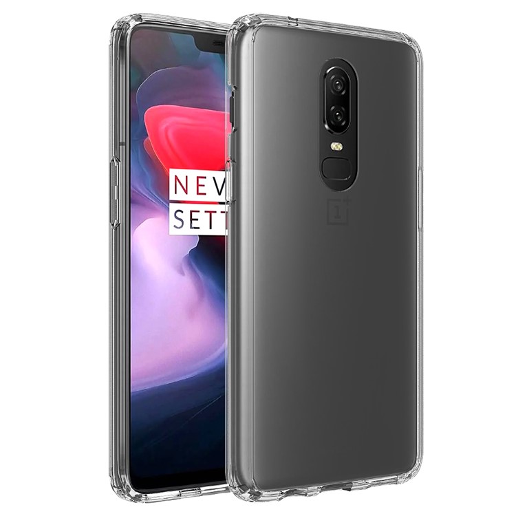 100PCS/Lot Drop-resistant Clear Acrylic + TPU Hybrid Case for OnePlus 6 - Transparent-3