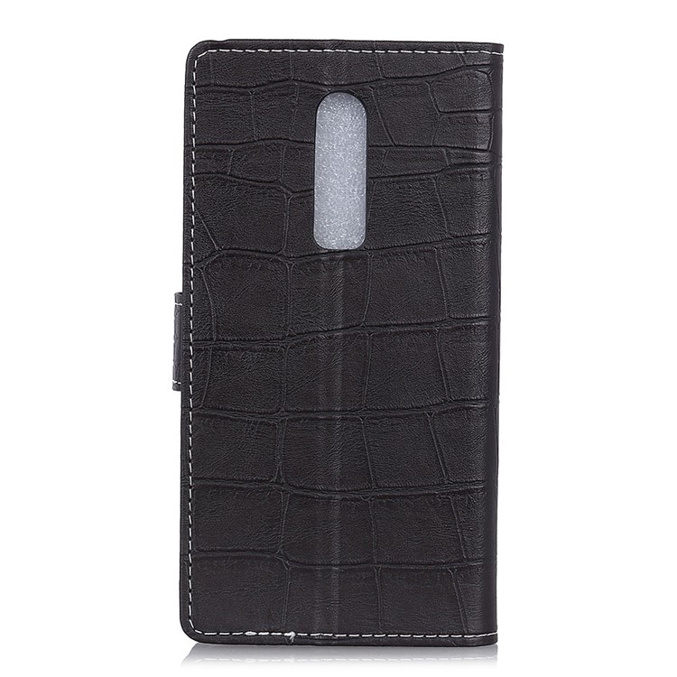 Crocodile Texture PU Leather Magnetic Stand Wallet Phone Case for OnePlus 6 - Black-4
