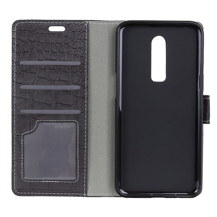 Crocodile Texture PU Leather Magnetic Stand Wallet Phone Case for OnePlus 6 - Black-5