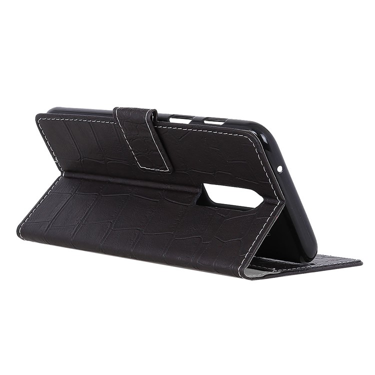 Crocodile Texture PU Leather Magnetic Stand Wallet Phone Case for OnePlus 6 - Black-6