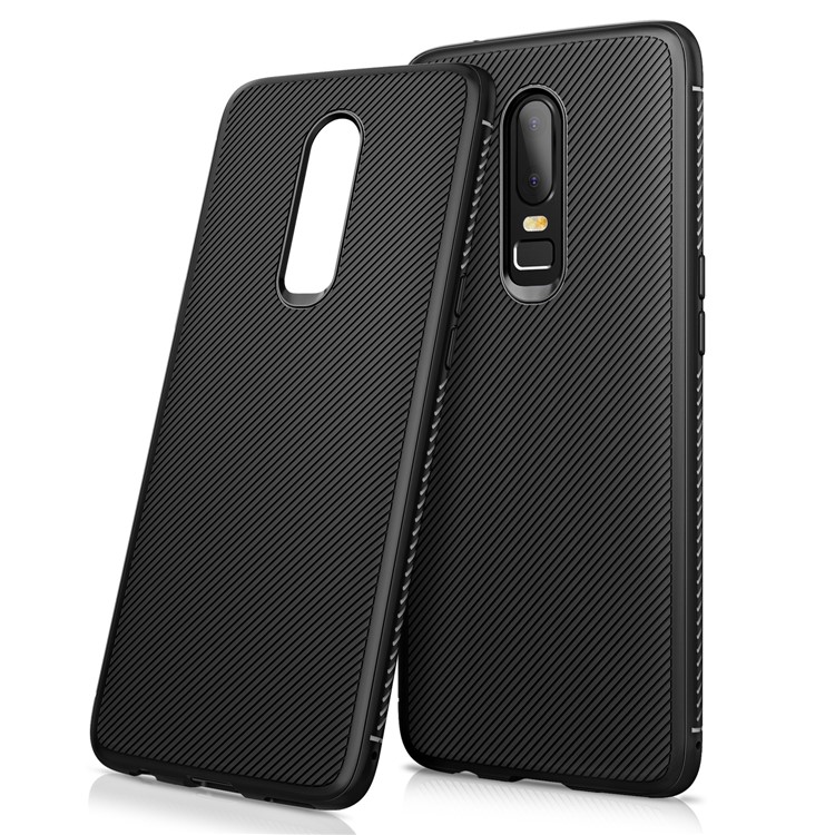 Twill Texture Slim Soft TPU Mobile Phone Case for OnePlus 6 - Black-1