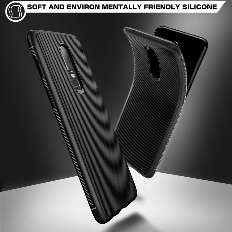 Twill Texture Slim Soft TPU Mobile Phone Case for OnePlus 6 - Black-2