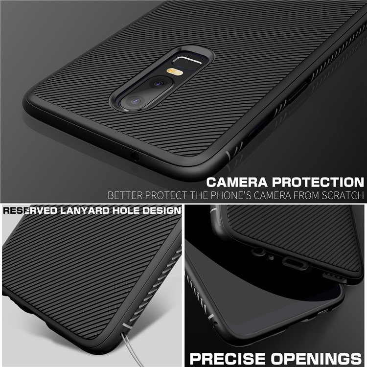 Twill Texture Slim Soft TPU Mobile Phone Case for OnePlus 6 - Black-3