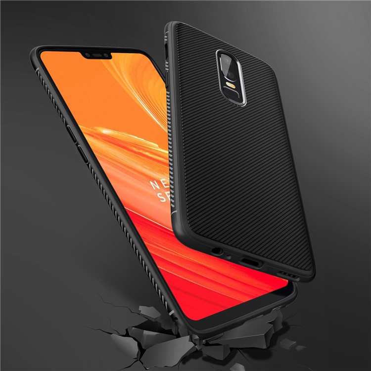 Twill Texture Slim Soft TPU Mobile Phone Case for OnePlus 6 - Black-5
