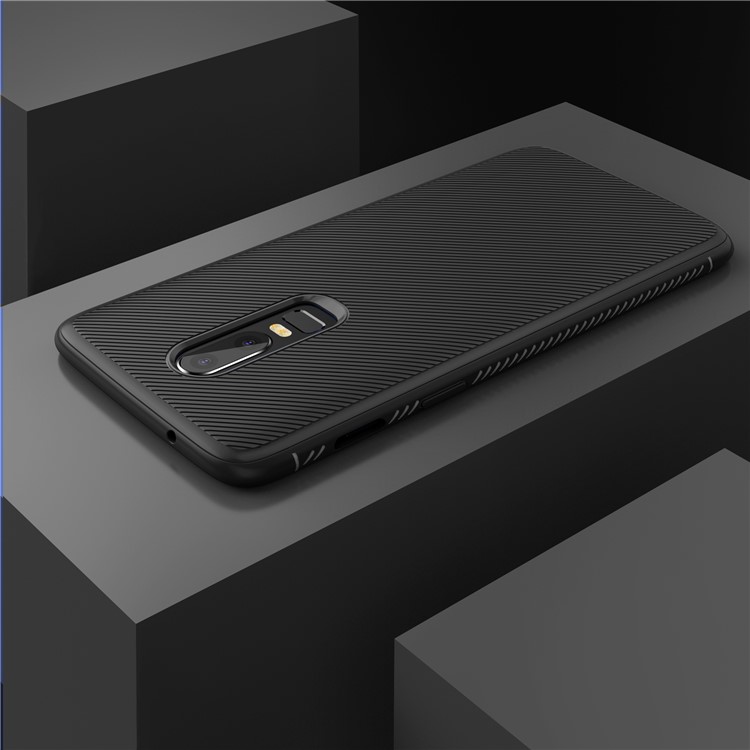 Twill Texture Slim Soft TPU Mobile Phone Case for OnePlus 6 - Black-6
