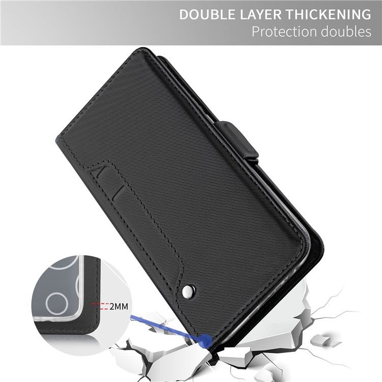 For OnePlus 6 Leather Wallet Stand Case with Card Holder and Makeup Mirror - Black-4