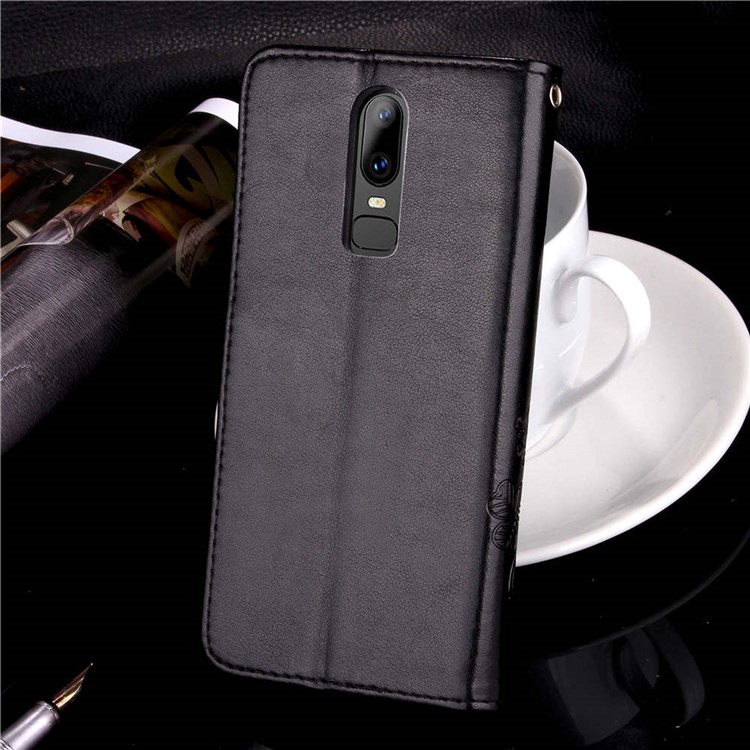 Imprint Lucky Clover Magnetic PU Leather Stand Wallet Case for OnePlus 6 - Black-11