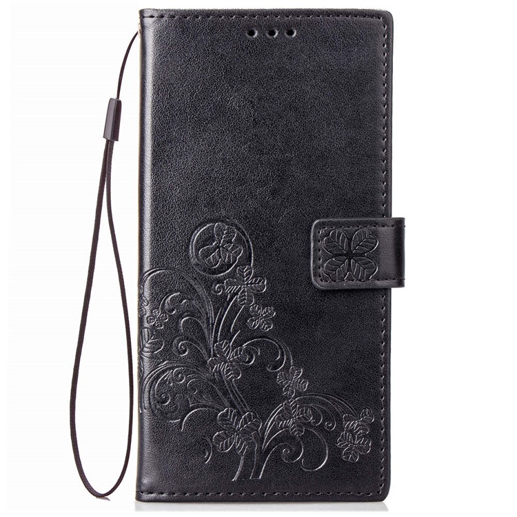 Imprint Lucky Clover Magnetic PU Leather Stand Wallet Case for OnePlus 6 - Black-2