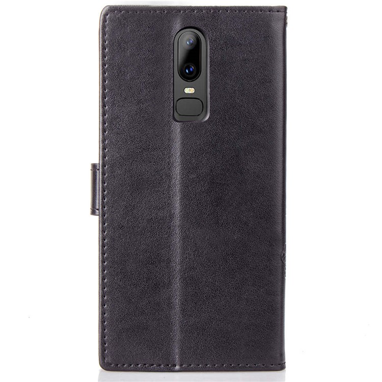 Imprint Lucky Clover Magnetic PU Leather Stand Wallet Case for OnePlus 6 - Black-3