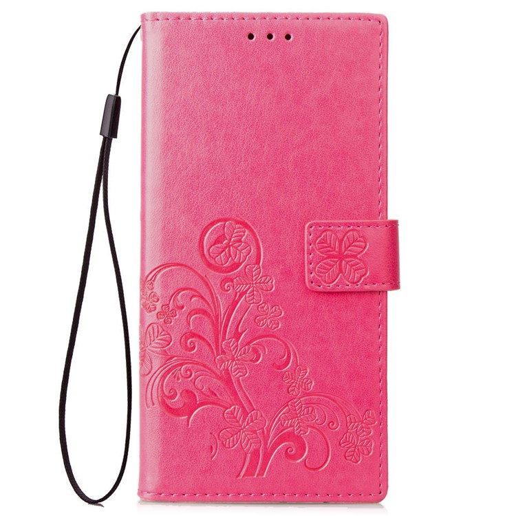 Imprint Lucky Clover PU Leather Stand Wallet Mobile Case for OnePlus 6 - Red-2