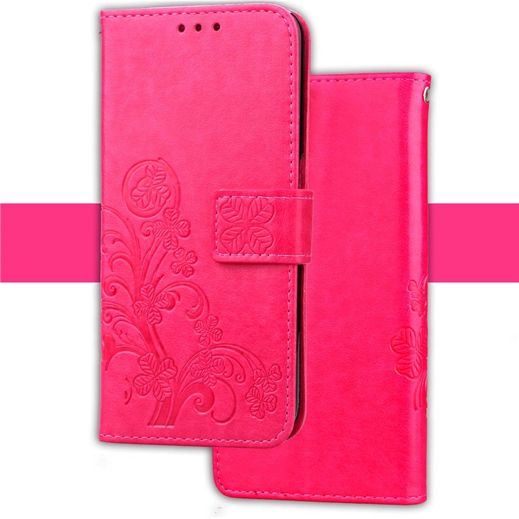 Imprint Lucky Clover PU Leather Stand Wallet Mobile Case for OnePlus 6 - Red-9