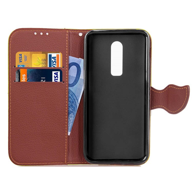 Leaf Shape Magnetic Flap Leather Wallet Case for OnePlus 6 - Black-4