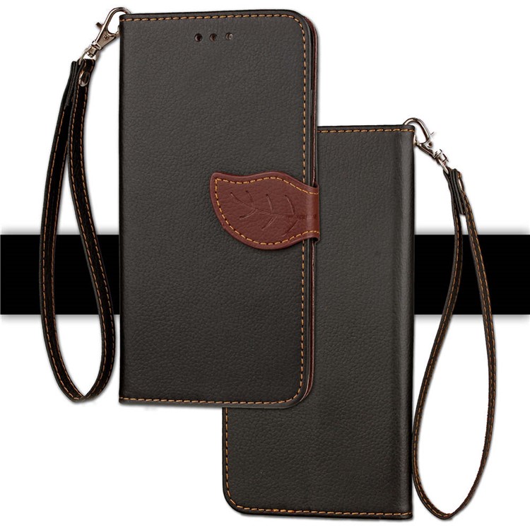 Leaf Shape Magnetic Flap Leather Wallet Case for OnePlus 6 - Black-5