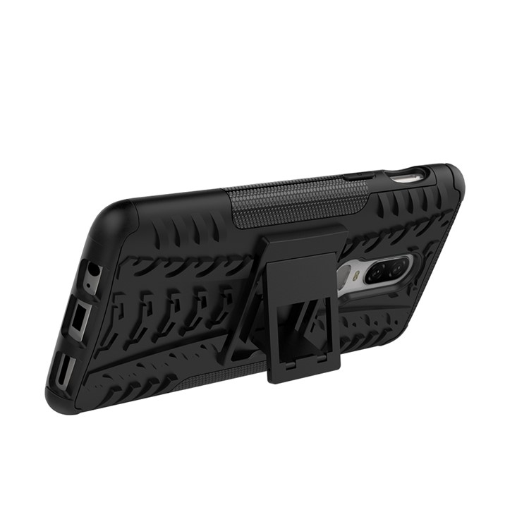 Cool Pneu Kickstand PC + TPU Caixa de Telefone Híbrido Para OnePlus 6 - Preto-8