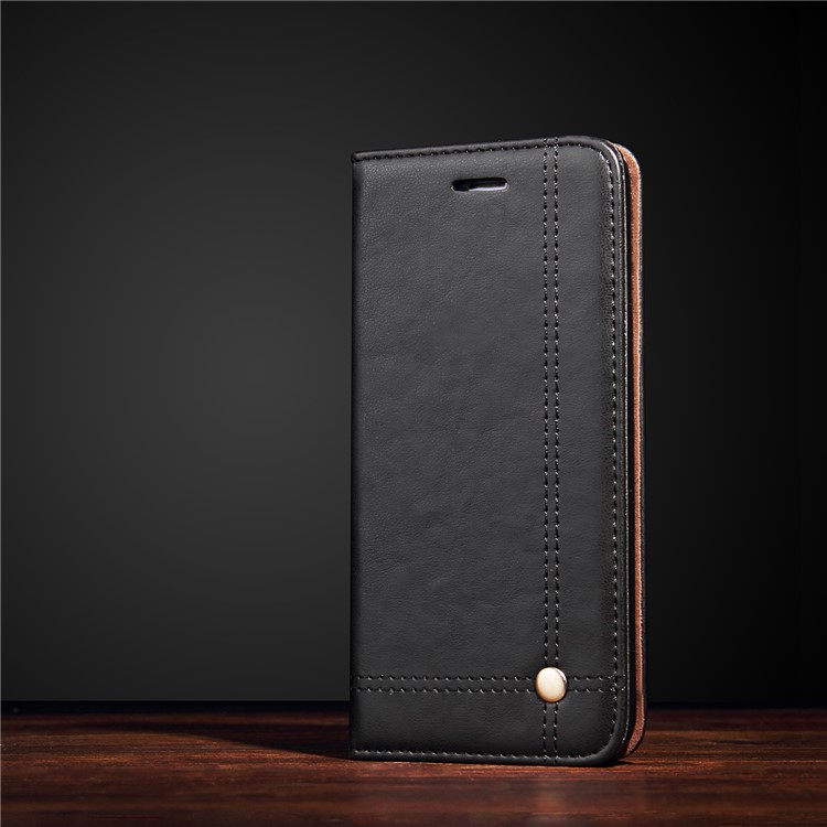 For OnePlus 6 Crazy Horse Texture Retro Leather Auto-absorbed Wallet Stand Phone Cover Accessory - Black-14