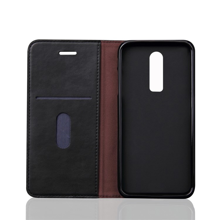 For OnePlus 6 Crazy Horse Texture Retro Leather Auto-absorbed Wallet Stand Phone Cover Accessory - Black-7