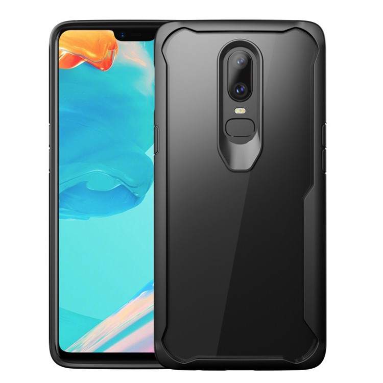 Shock Absorption PC + TPU Hybrid Cell Phone Case for OnePlus 6 - Black-1