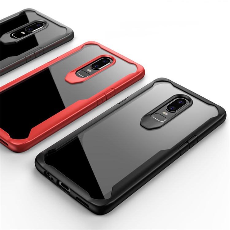 Shock Absorption PC + TPU Hybrid Cell Phone Case for OnePlus 6 - Black-13