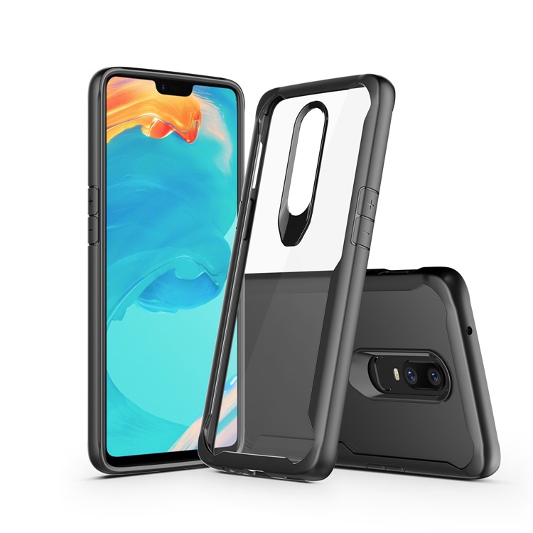 Shock Absorption PC + TPU Hybrid Cell Phone Case for OnePlus 6 - Black-4