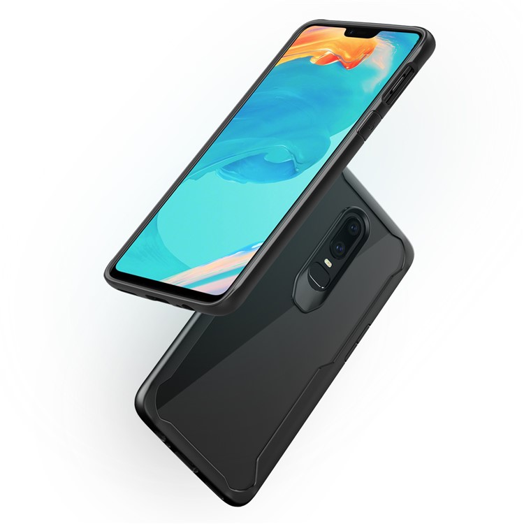 Shock Absorption PC + TPU Hybrid Cell Phone Case for OnePlus 6 - Black-5