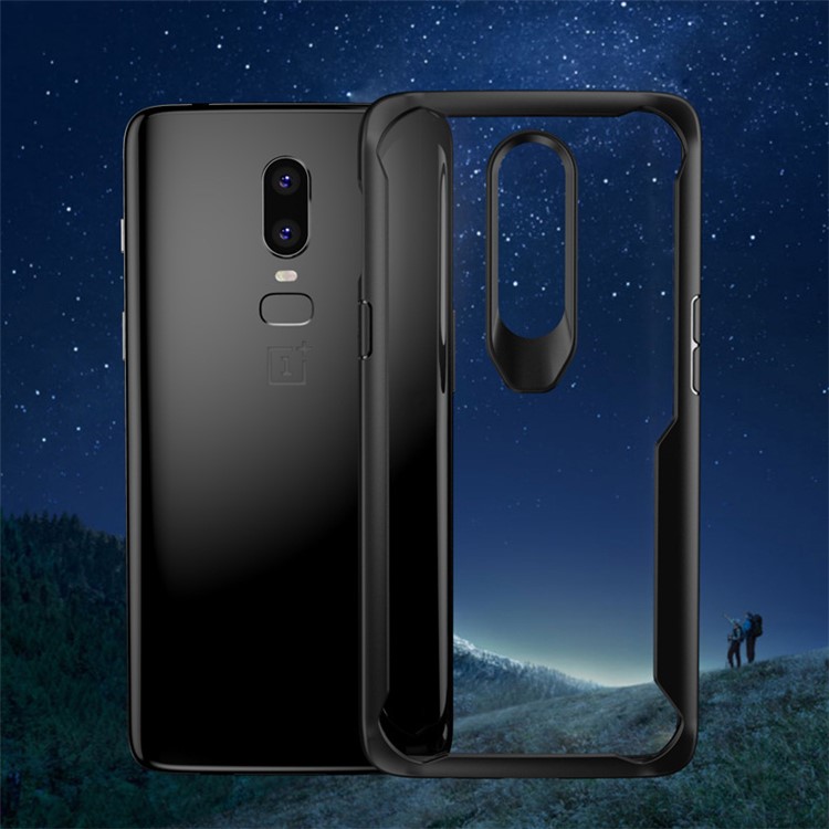 Shock Absorption PC + TPU Hybrid Cell Phone Case for OnePlus 6 - Black-6