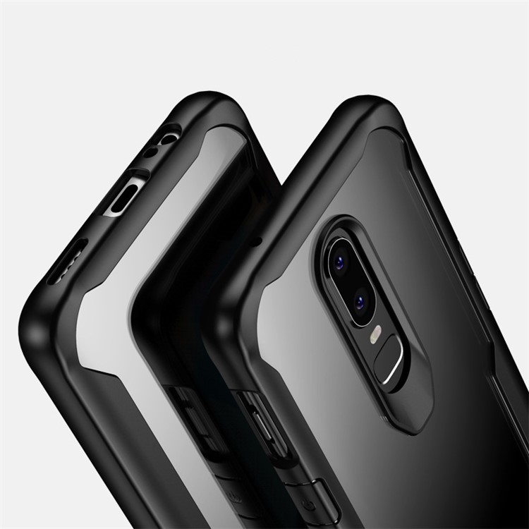 Shock Absorption PC + TPU Hybrid Cell Phone Case for OnePlus 6 - Black-7