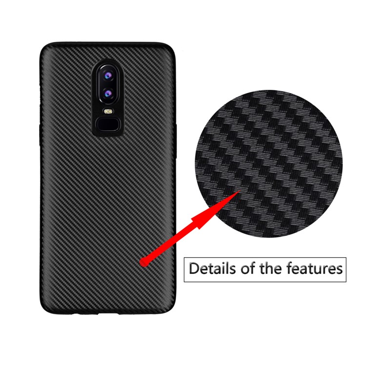 Weicher TPU Rückseiten-Telefonkasten Der Kohlenstofffaserbeschaffenheit Für Oneplus 6 - Schwarz-11