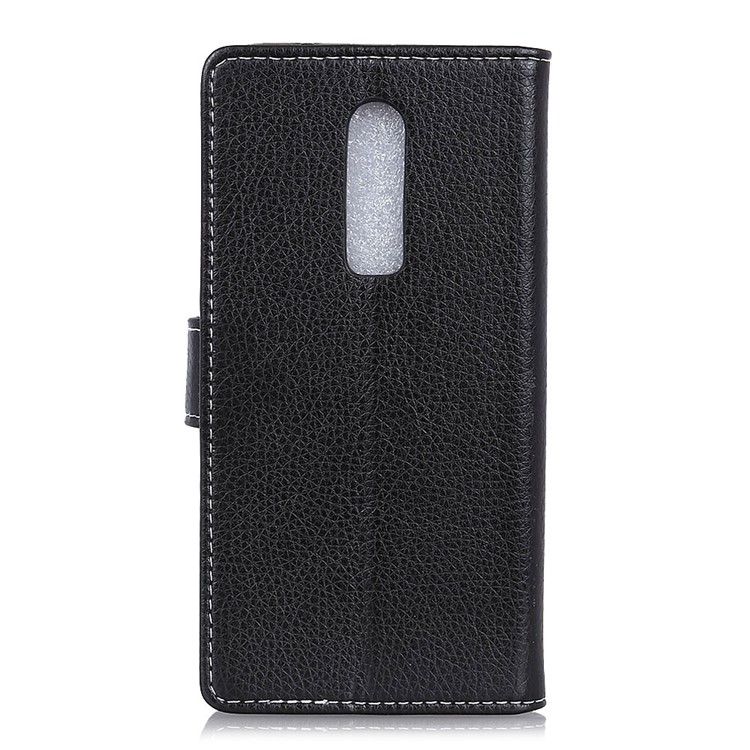 Litchi Texture Stand Wallet Leather Cell Phone Shell for OnePlus 6 - Black-2