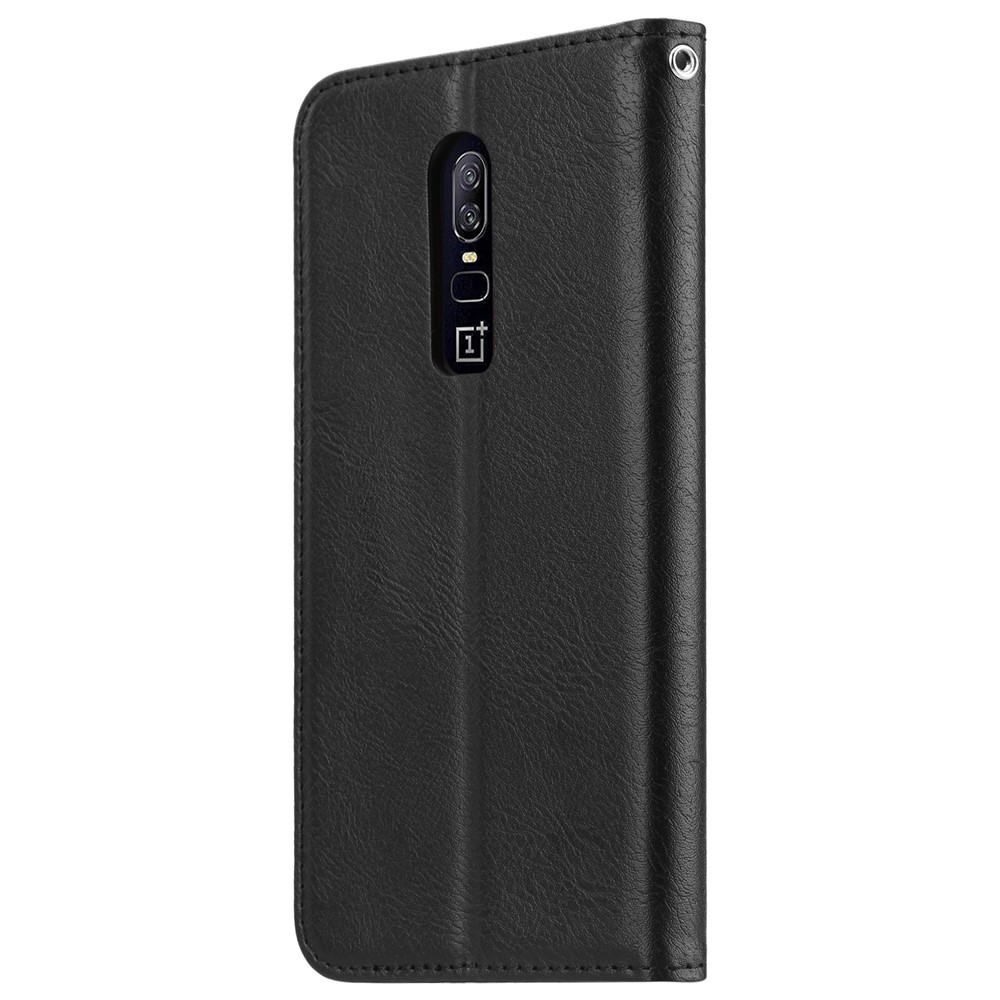 Couro Do Plutônio Auto-absorvido Ficar Tampa Do Telefone Carteira Para Oneplus 6 - Preto-4