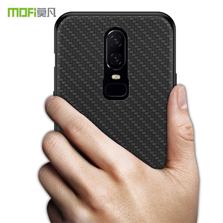 MOFI Honor Series Woven Texture PU Leather Coated PC + TPU Hybrid Case for OnePlus 6 - Black-2