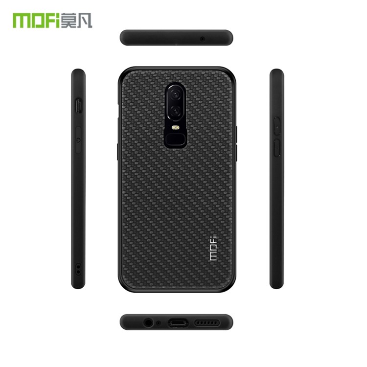 MOFI Honor Series Woven Texture PU Leather Coated PC + TPU Hybrid Case for OnePlus 6 - Black-3