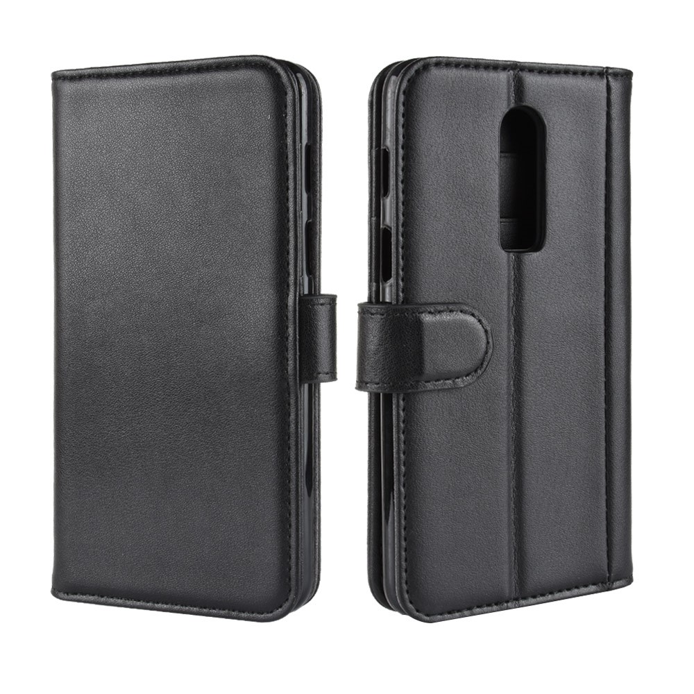 Capa de Telefone Celular de Carteira de Couro Genuína Para OnePlus 6 - Preto-2