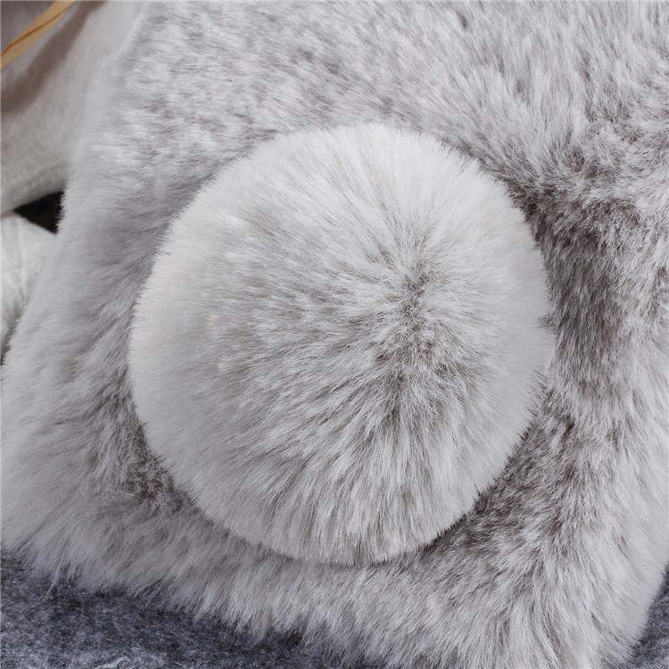 Rabbit Shape Fluffy Fur Coated Rhinestone TPU Case for OnePlus 6 - Light Grey-3