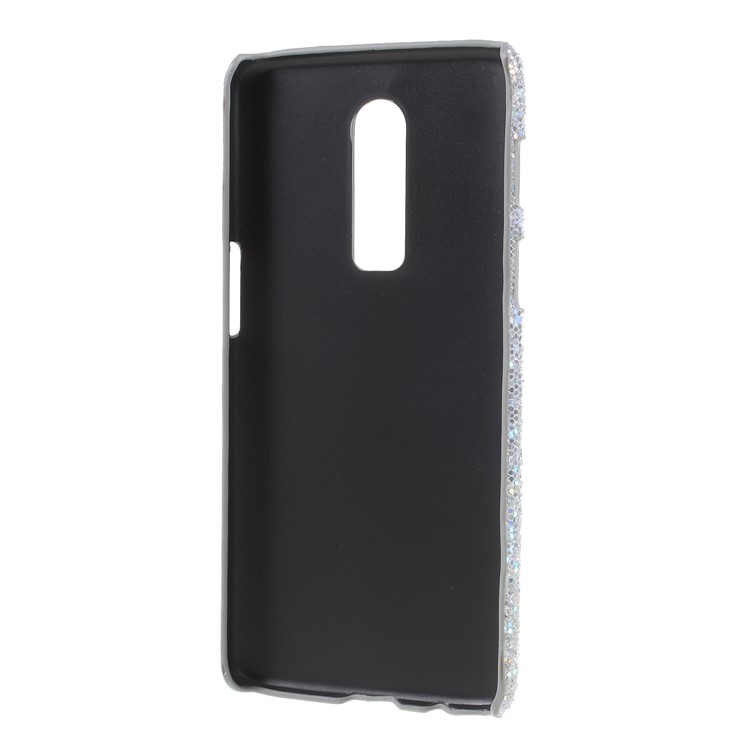 Custodia Rigida Rivestita In Pelle Con Paillettes Glitter Argento Per Oneplus 6-3