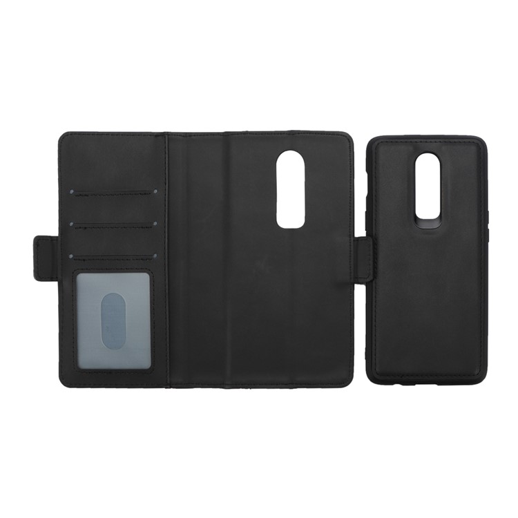 Book Style Removable TPU Back Shell + Leather Wallet Case for OnePlus 6 - Black-6